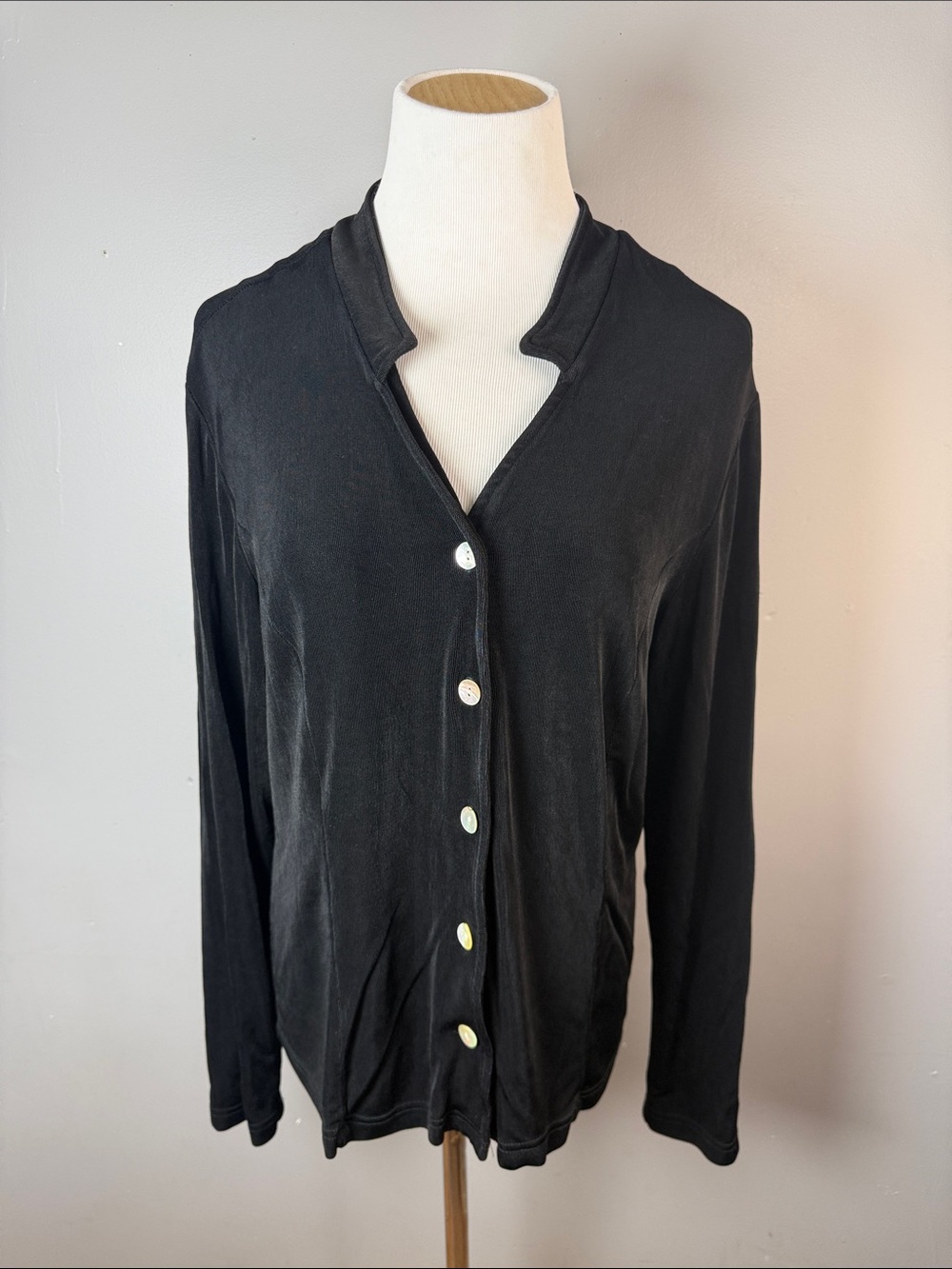 Classic Black Button-Front Cardigan like blouse